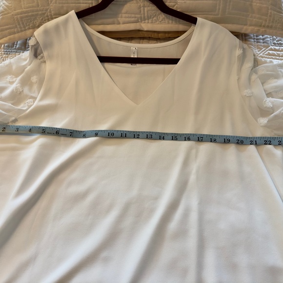 Goory White Swiss Dot Short Sleeve Blouse XL New - Picture 5 of 6